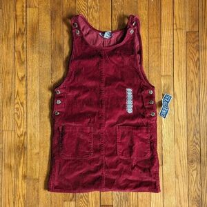 Vintage 90's Red Corduroy Overall Dress